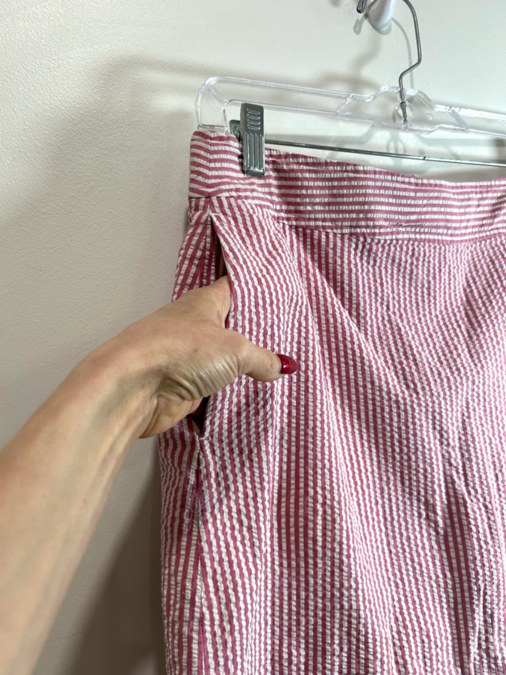 Vineyard Vines Skort Size 6 Pink White Seersucker Pockets Striped Preppy Coastal - Picture 4 of 11